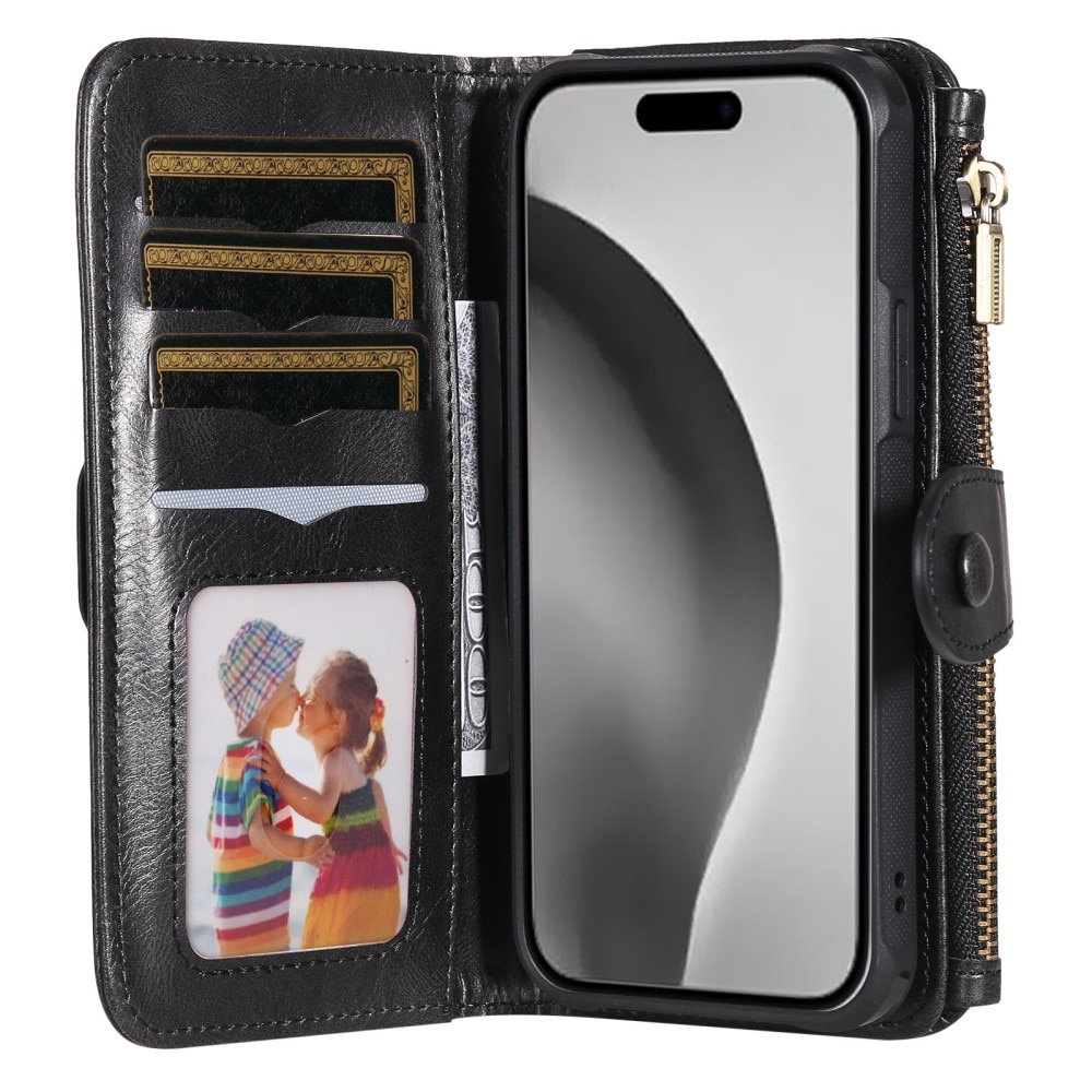 Magnet Leather Multi Wallet iPhone 16 Pro negro