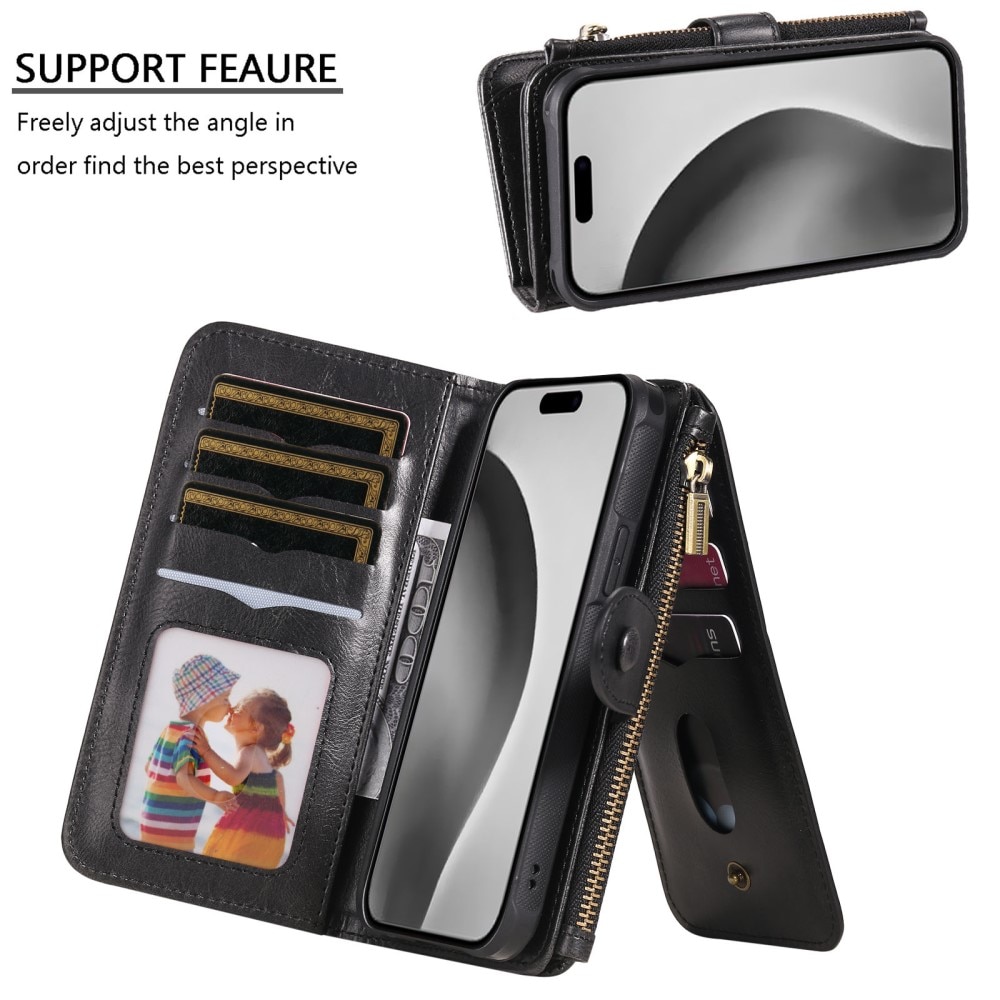 Magnet Leather Multi Wallet iPhone 16 Pro negro