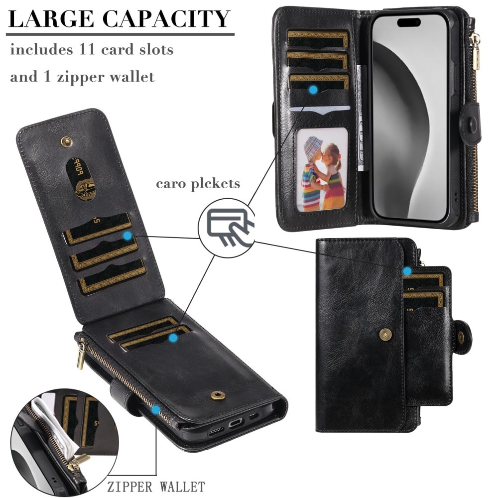 Magnet Leather Multi Wallet iPhone 16 Pro negro