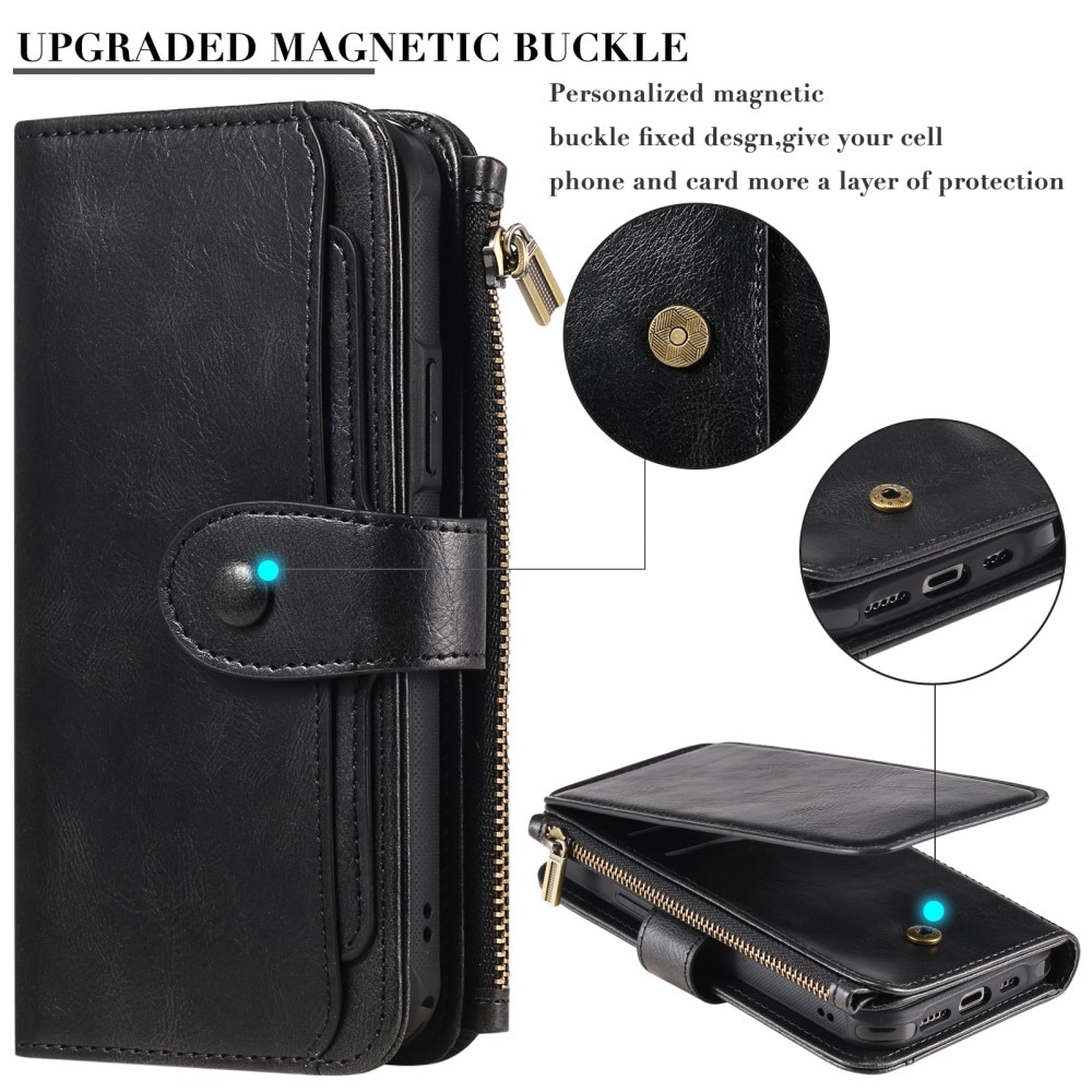 Magnet Leather Multi Wallet iPhone 16 Pro negro