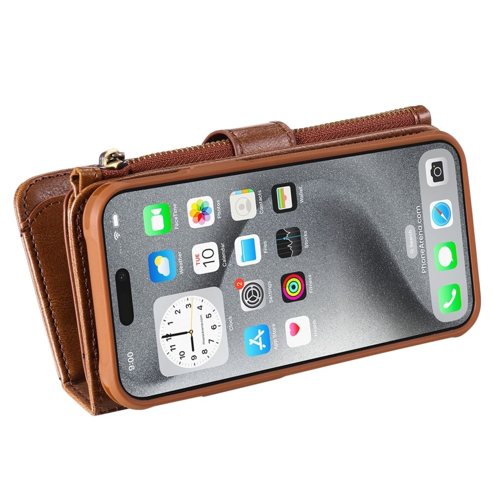 Magnet Leather Multi Wallet iPhone 16 Pro Max marrón