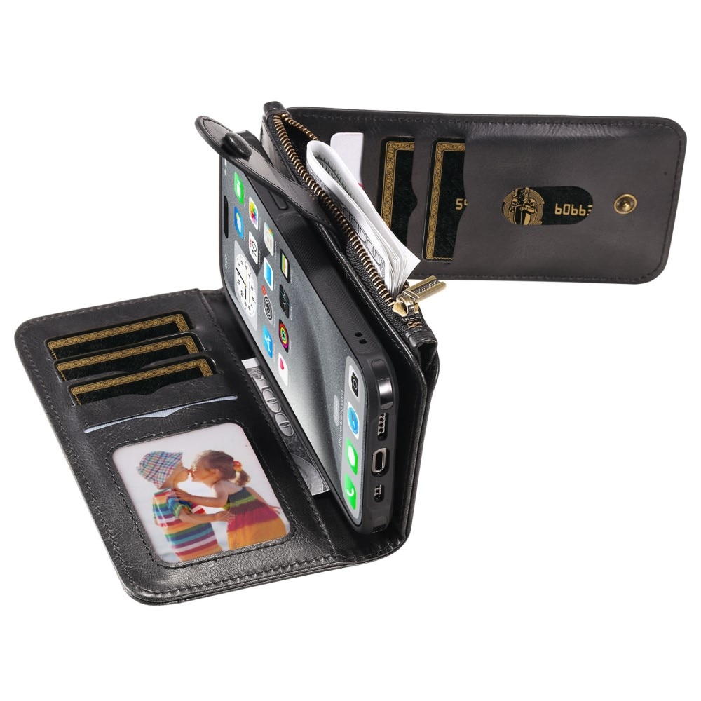 Magnet Leather Multi Wallet iPhone 16 Pro Max negro