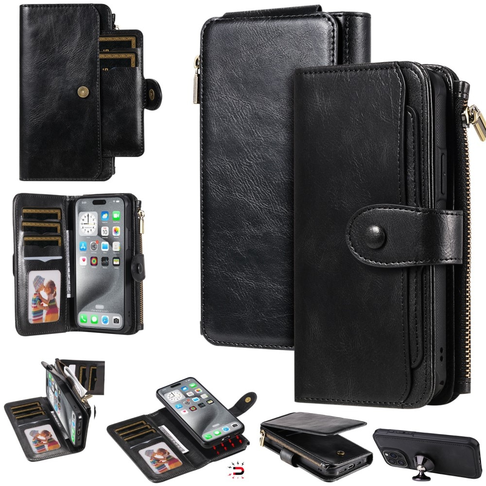 Magnet Leather Multi Wallet iPhone 16 Pro Max negro