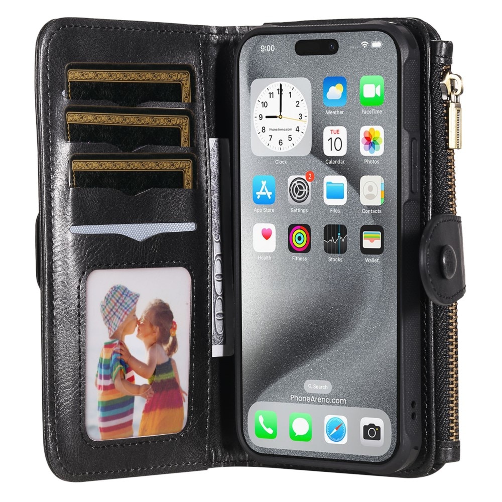 Magnet Leather Multi Wallet iPhone 16 Pro Max negro