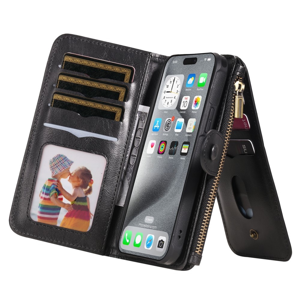 Magnet Leather Multi Wallet iPhone 16 Pro Max negro