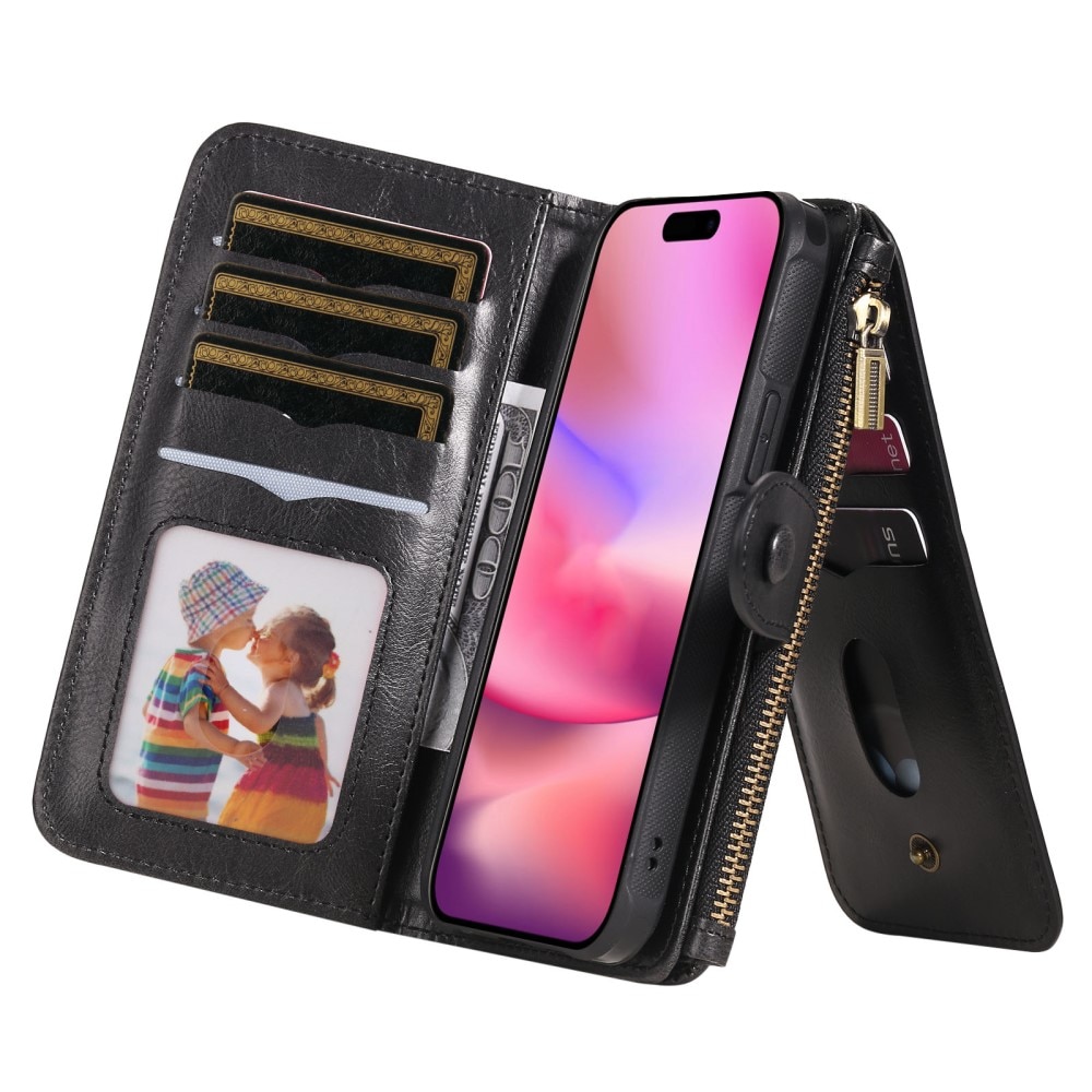 Magnet Leather Multi Wallet iPhone 16 negro