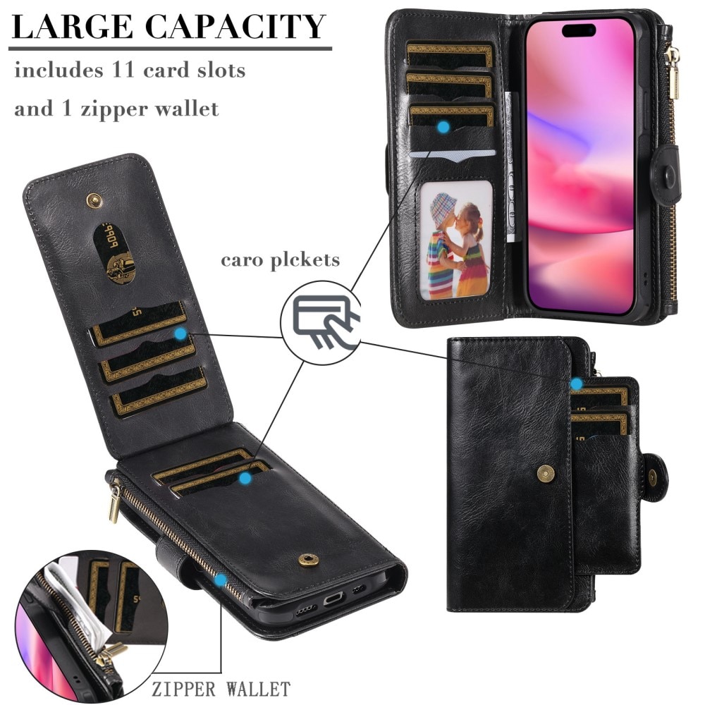 Magnet Leather Multi Wallet iPhone 16 negro