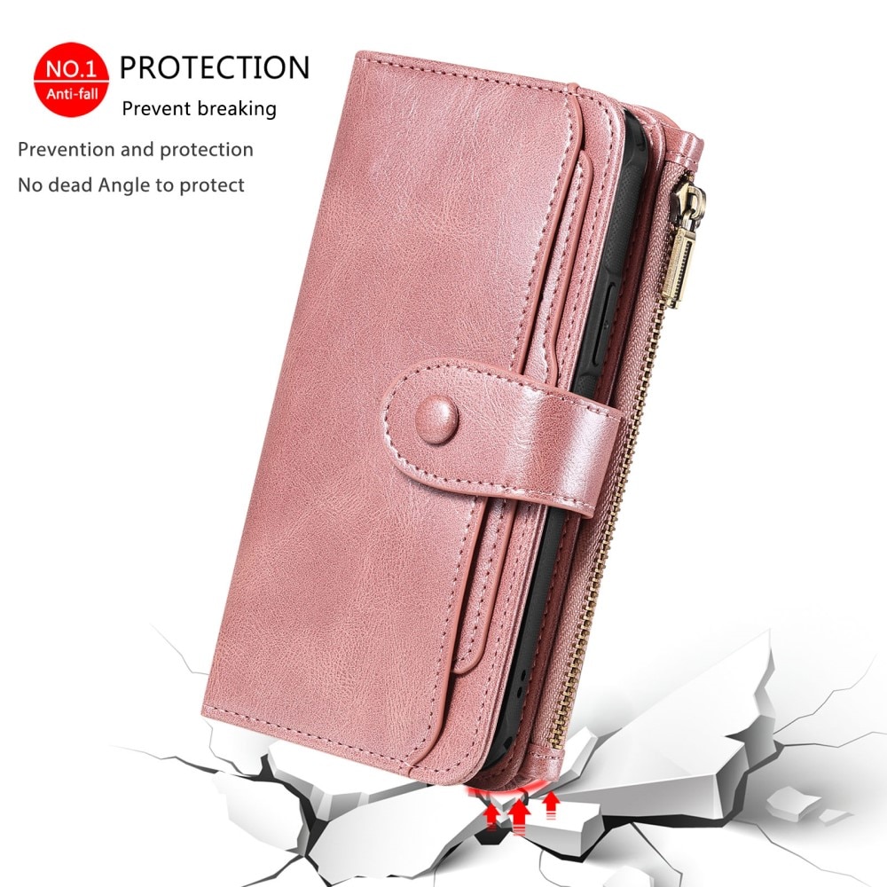 Magnet Leather Multi Wallet iPhone 16 rosado