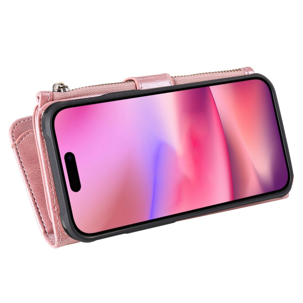 Magnet Leather Multi Wallet iPhone 16 rosado