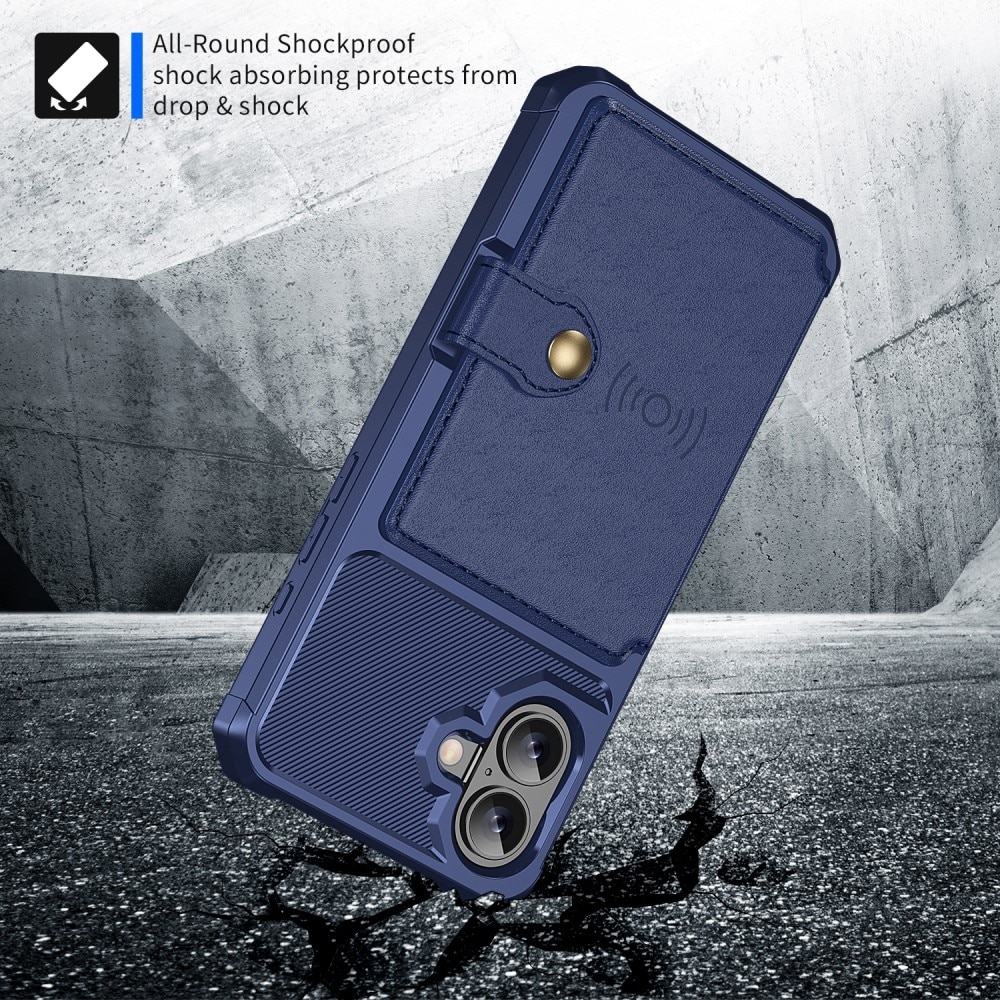 Funda con tarjetero Tough Multi-slot iPhone 16 azul