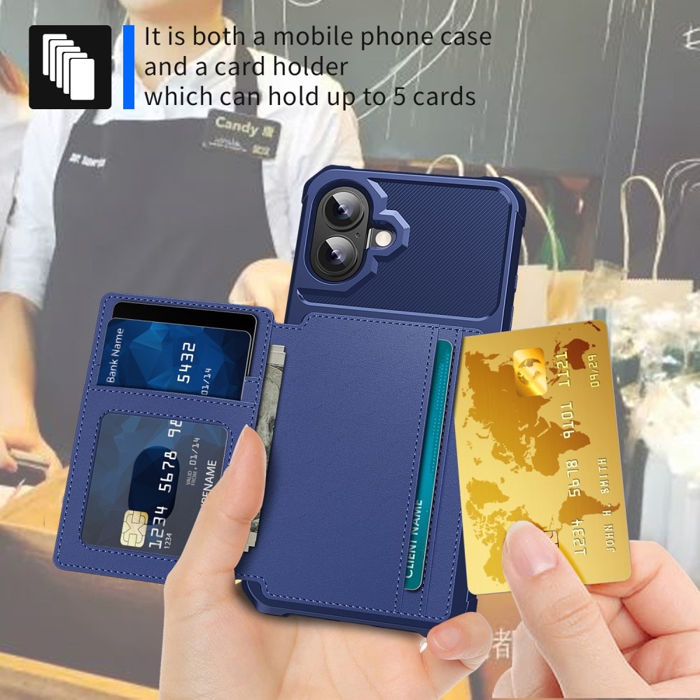 Funda con tarjetero Tough Multi-slot iPhone 16 azul