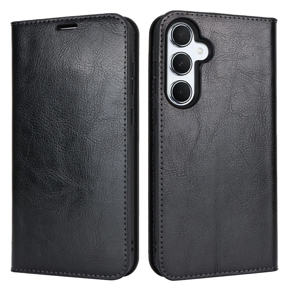 Funda cartera de cuero genuino Samsung Galaxy S24 FE negro