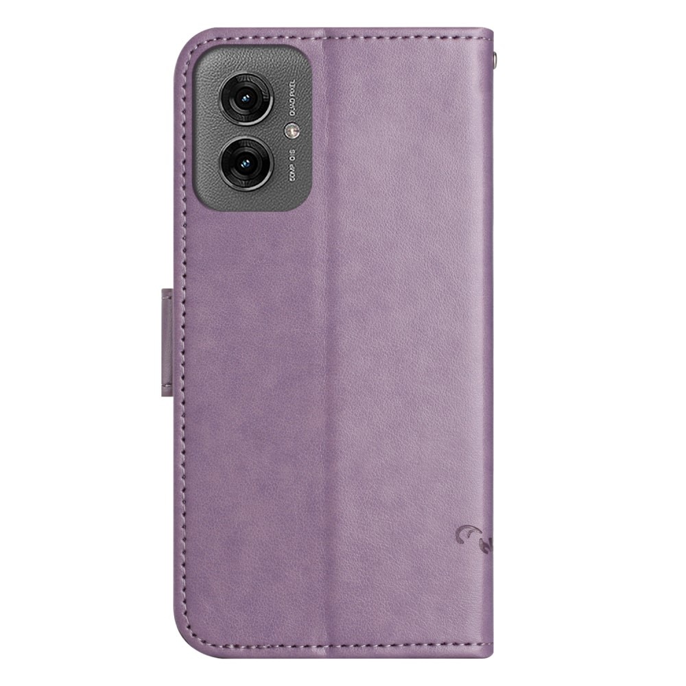 Funda de Cuero con Mariposas Motorola Moto G55, violeta