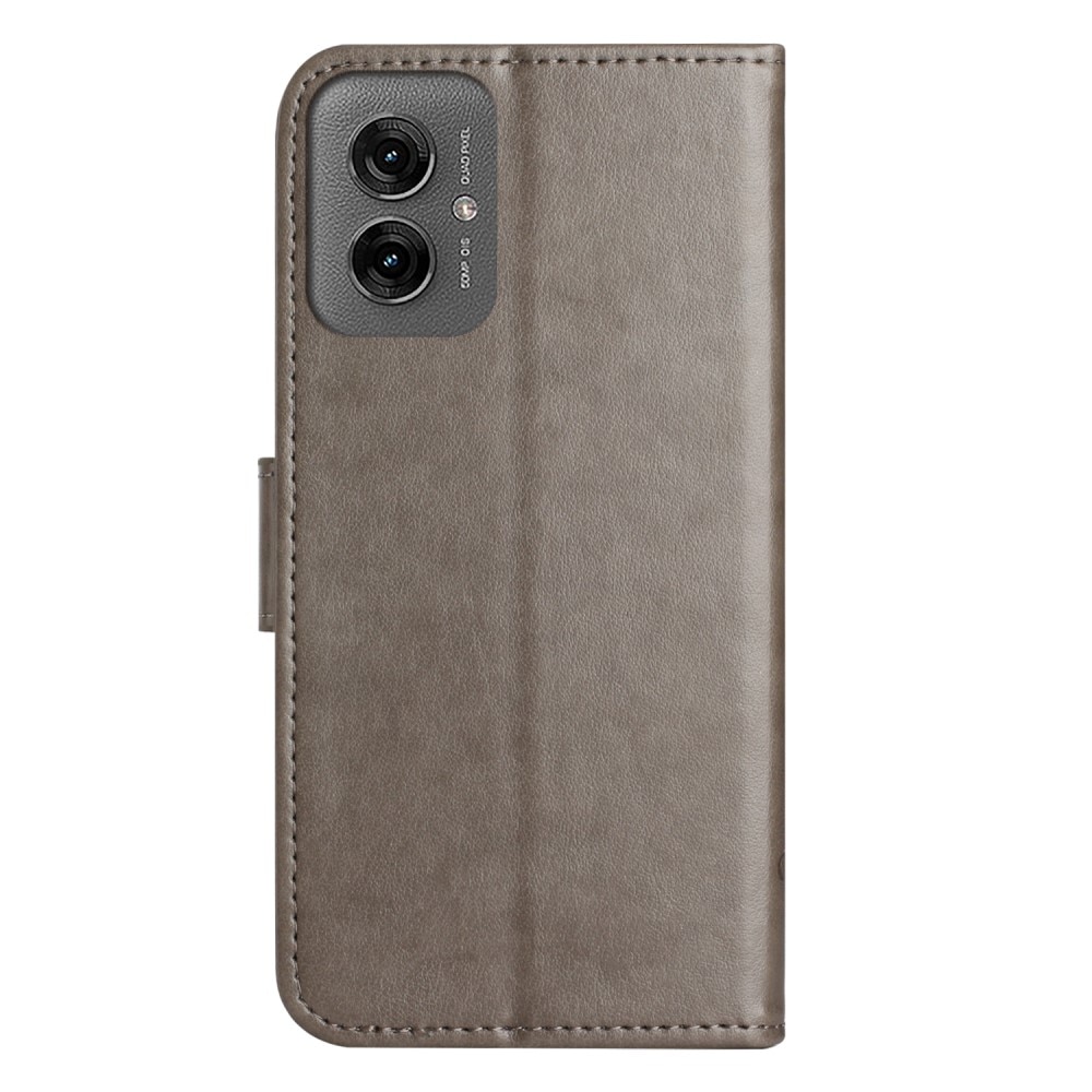 Funda de Cuero con Mariposas Motorola Moto G55, gris