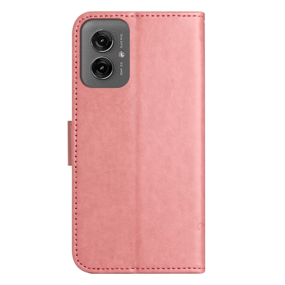 Funda de Cuero con Mariposas Motorola Moto G55, rosado