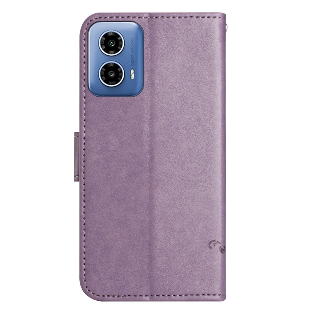 Funda de Cuero con Mariposas Motorola Moto G35, violeta