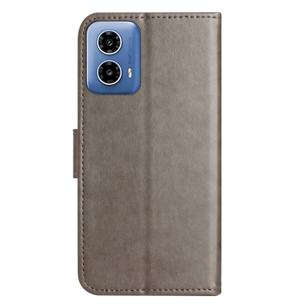 Funda de Cuero con Mariposas Motorola Moto G35, gris