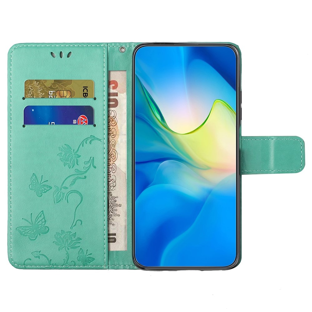 Funda de Cuero con Mariposas Motorola Moto G35, verde