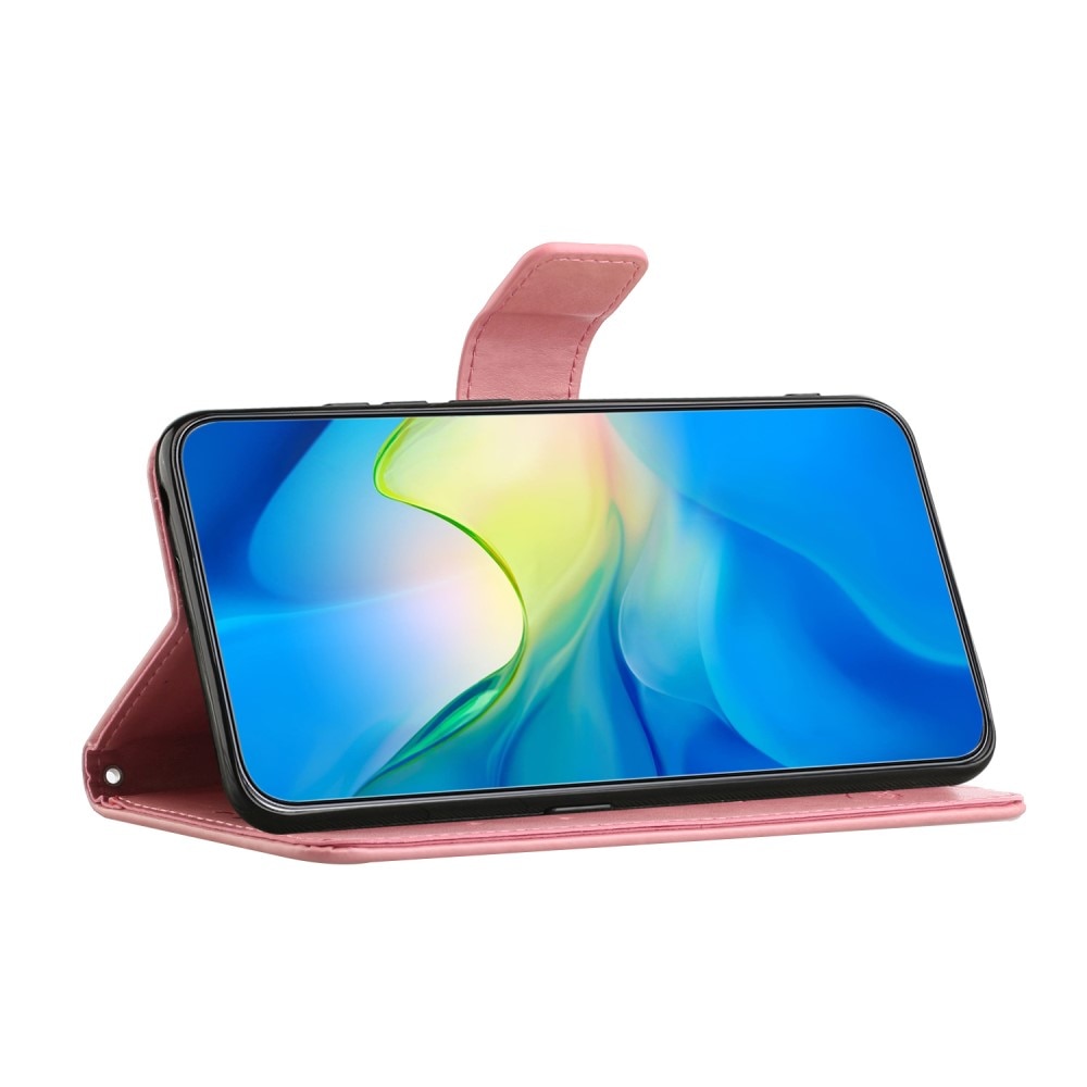 Funda de Cuero con Mariposas Motorola Moto G35, rosado