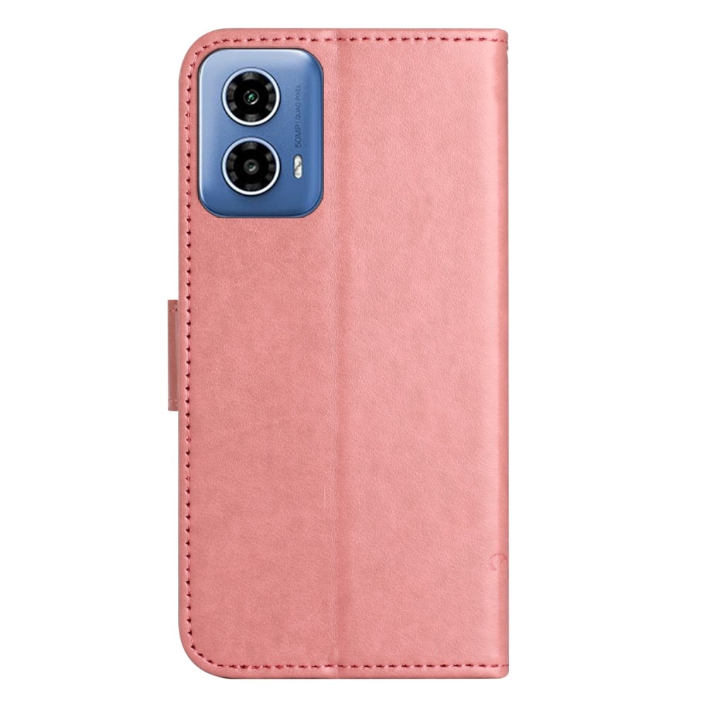 Funda de Cuero con Mariposas Motorola Moto G35, rosado