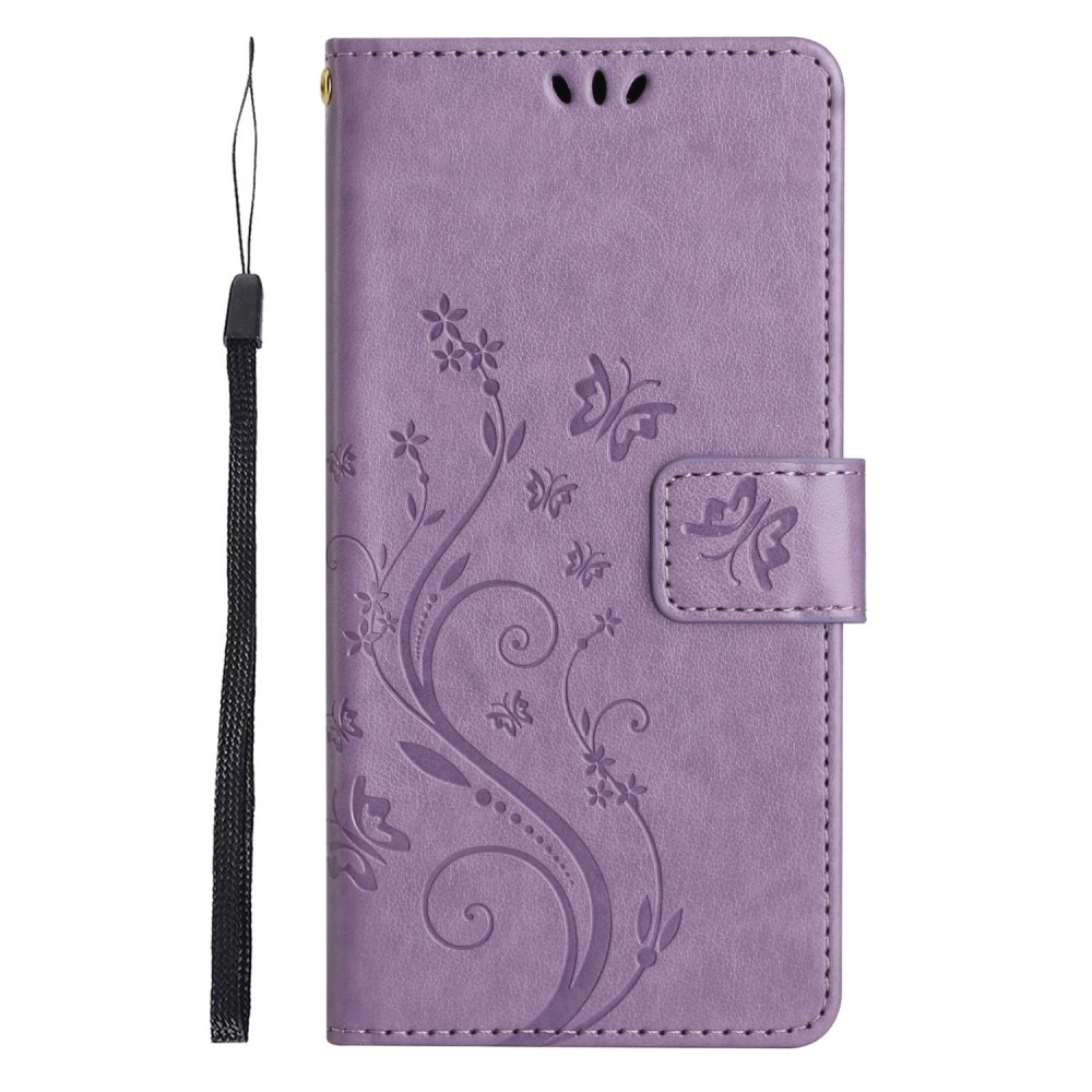 Funda de Cuero con Mariposas Xiaomi Redmi 14C, violeta