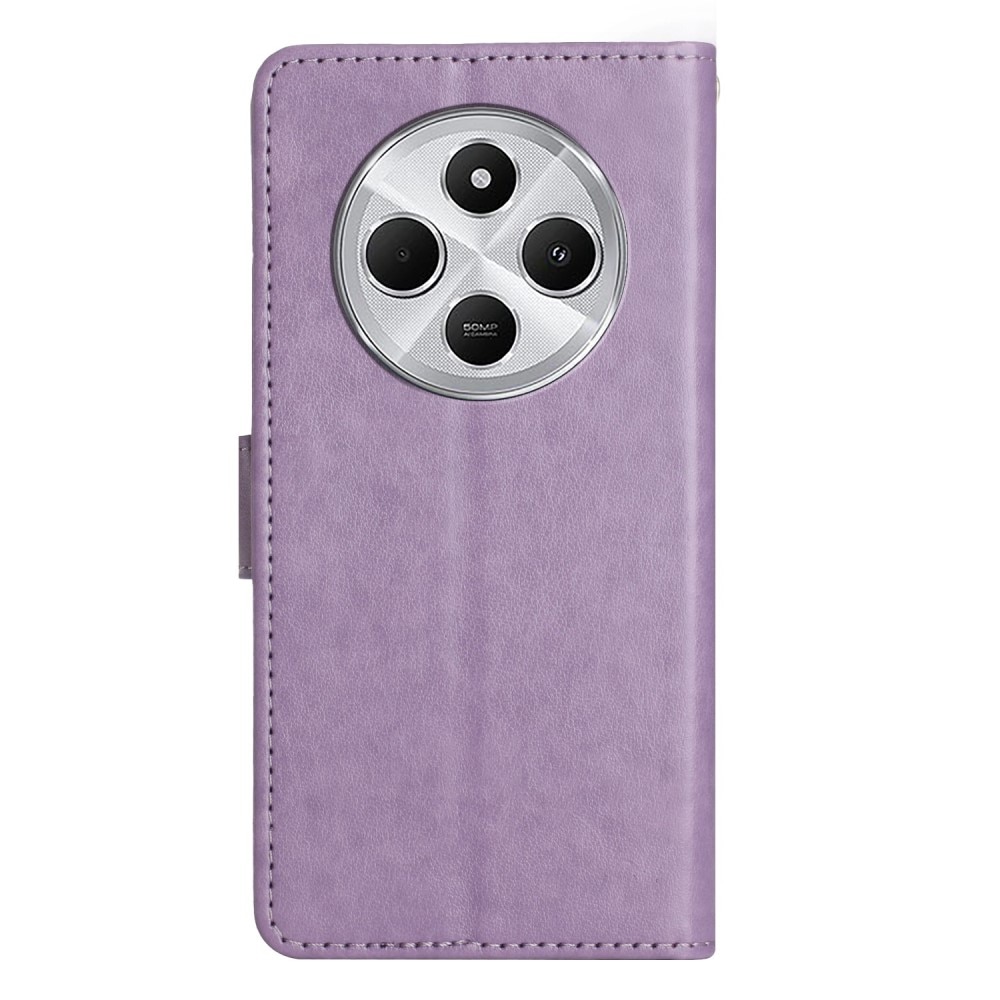 Funda de Cuero con Mariposas Xiaomi Redmi 14C, violeta