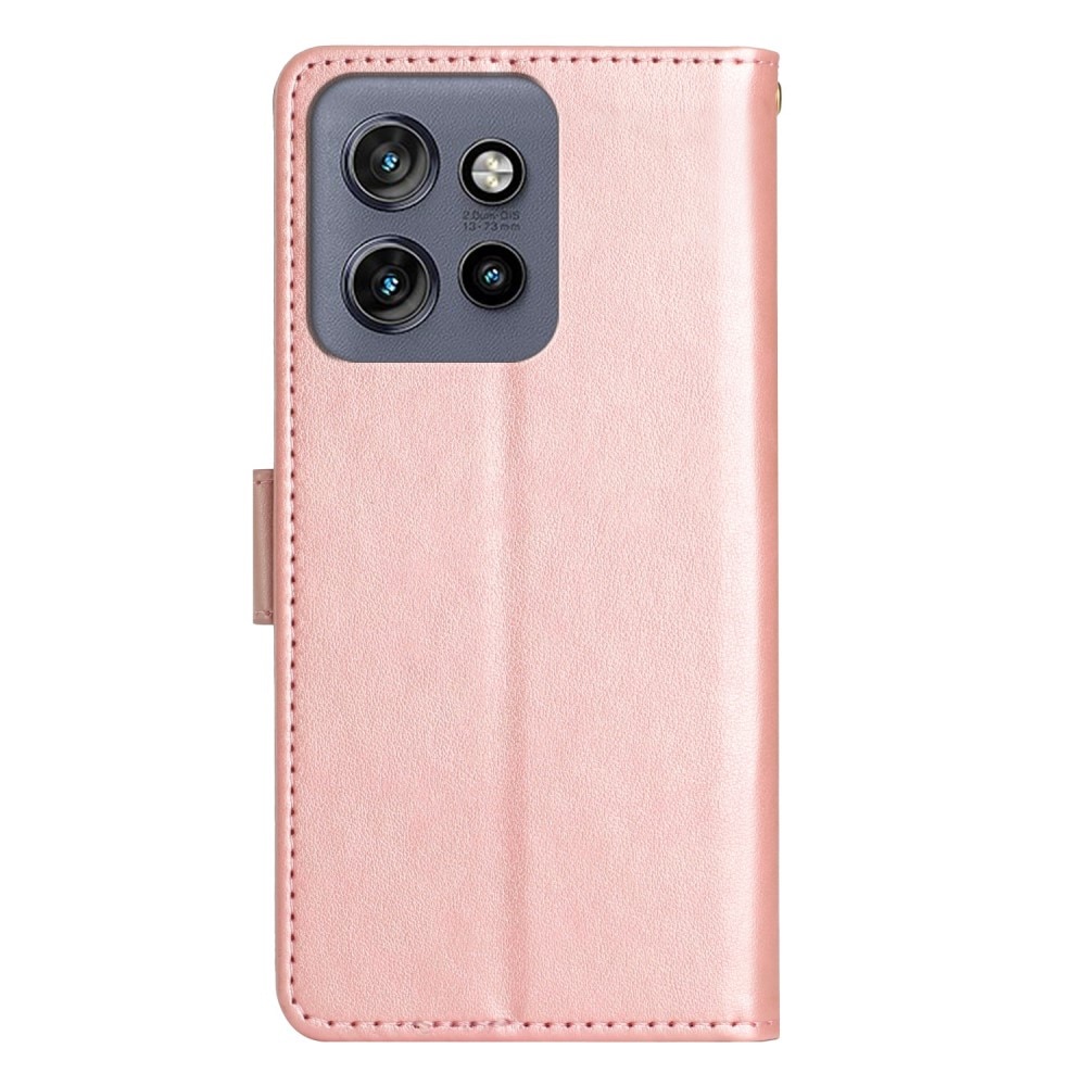 Funda de Cuero con Mariposas Motorola ThinkPhone 25, oro rosado