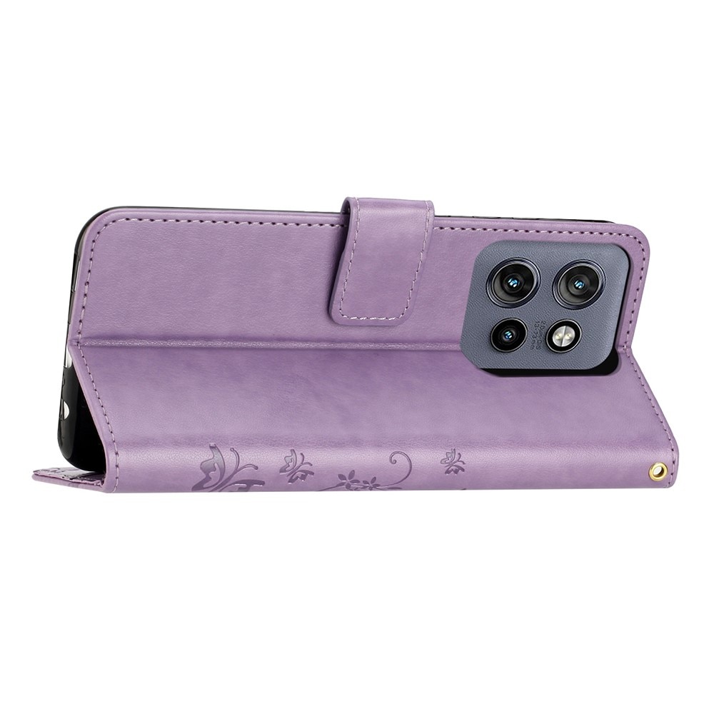 Funda de Cuero con Mariposas Motorola ThinkPhone 25, violeta