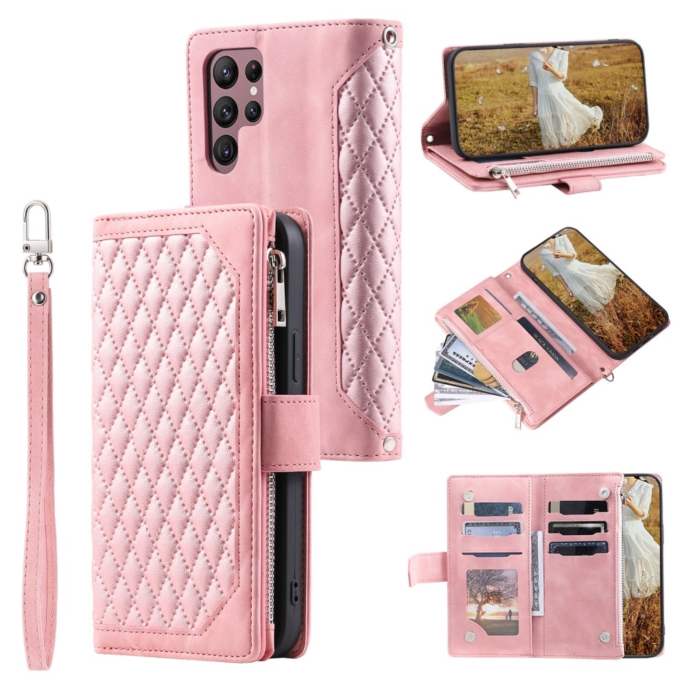 Funda acolchada tipo billetera Samsung Galaxy S25 Ultra Rosa