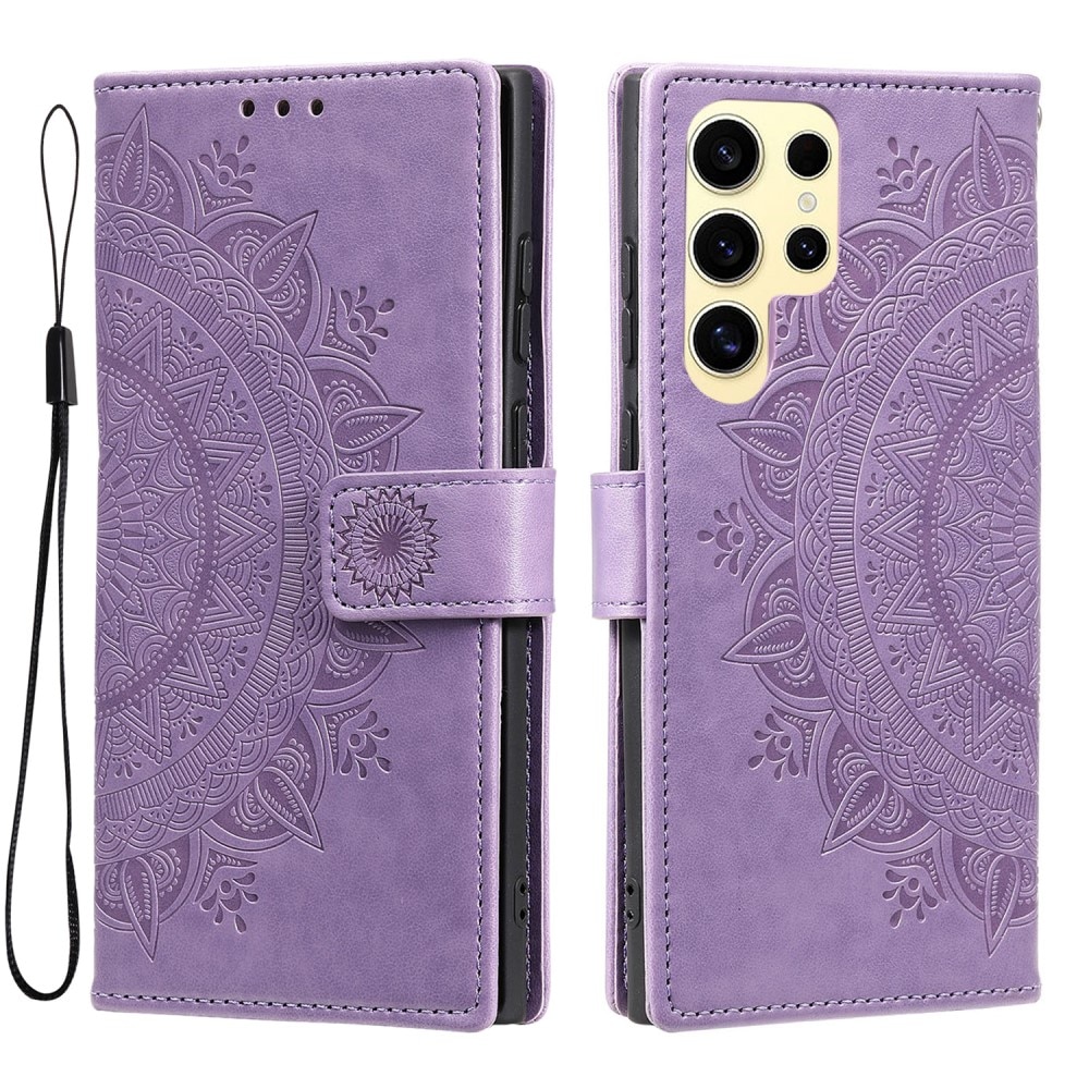 Funda de Cuero Mandala Samsung Galaxy S25 Ultra violeta