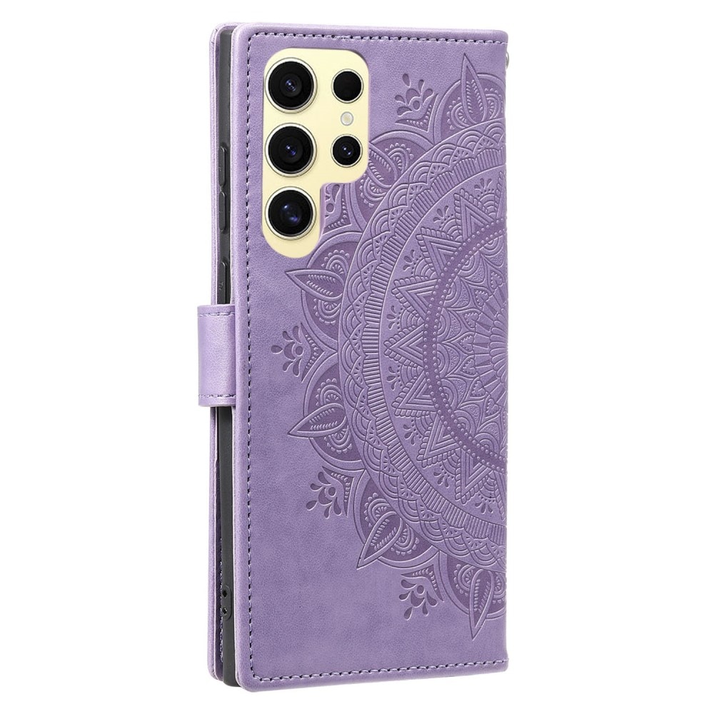 Funda de Cuero Mandala Samsung Galaxy S25 Ultra violeta