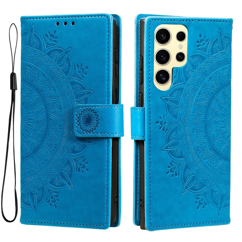 Funda de Cuero Mandala Samsung Galaxy S25 Ultra azul