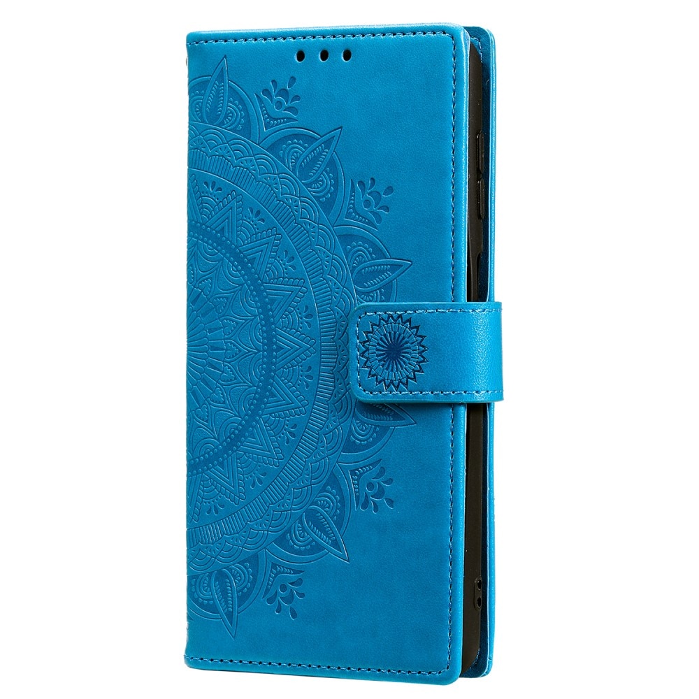 Funda de Cuero Mandala Samsung Galaxy S25 Ultra azul