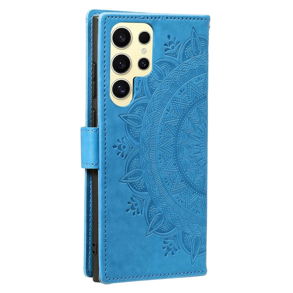 Funda de Cuero Mandala Samsung Galaxy S25 Ultra azul