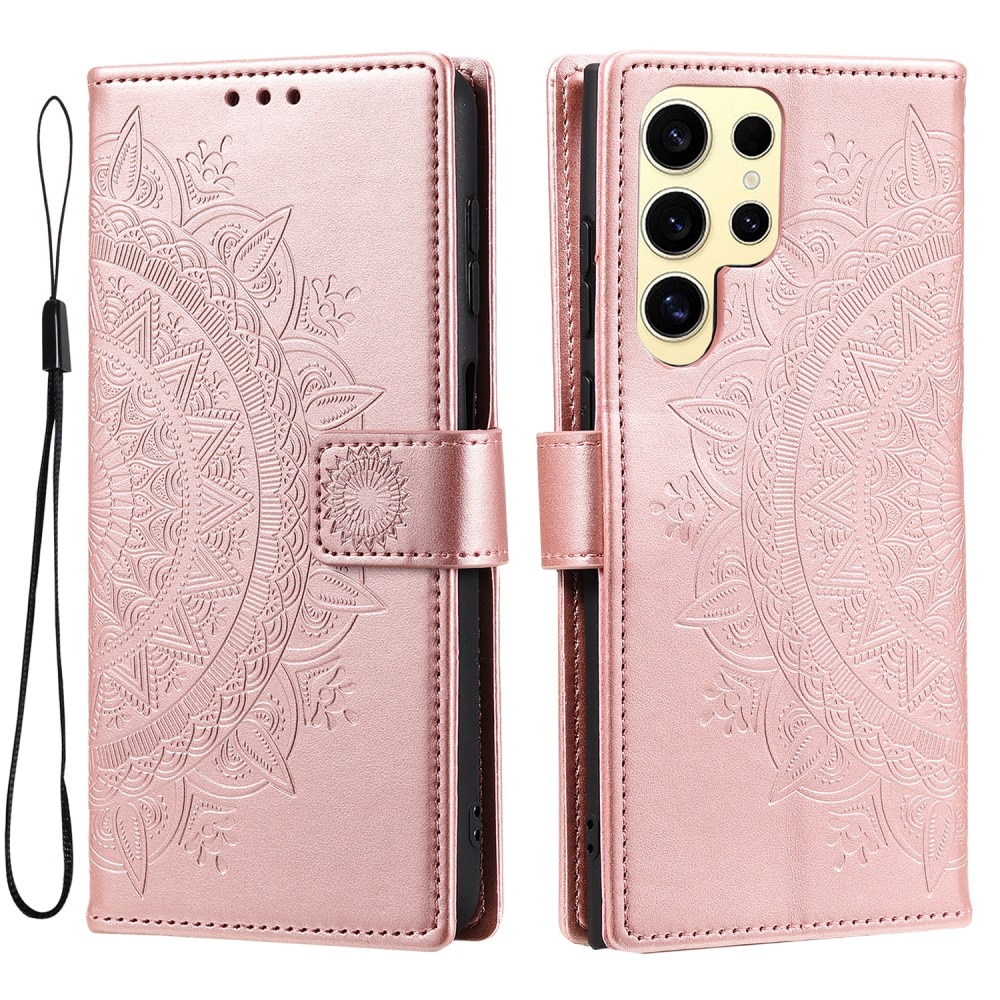 Funda de Cuero Mandala Samsung Galaxy S25 Ultra oro rosa