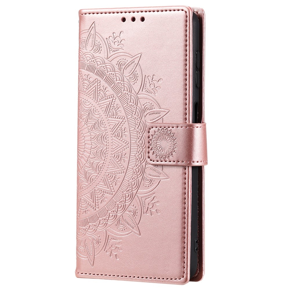 Funda de Cuero Mandala Samsung Galaxy S25 Ultra oro rosa