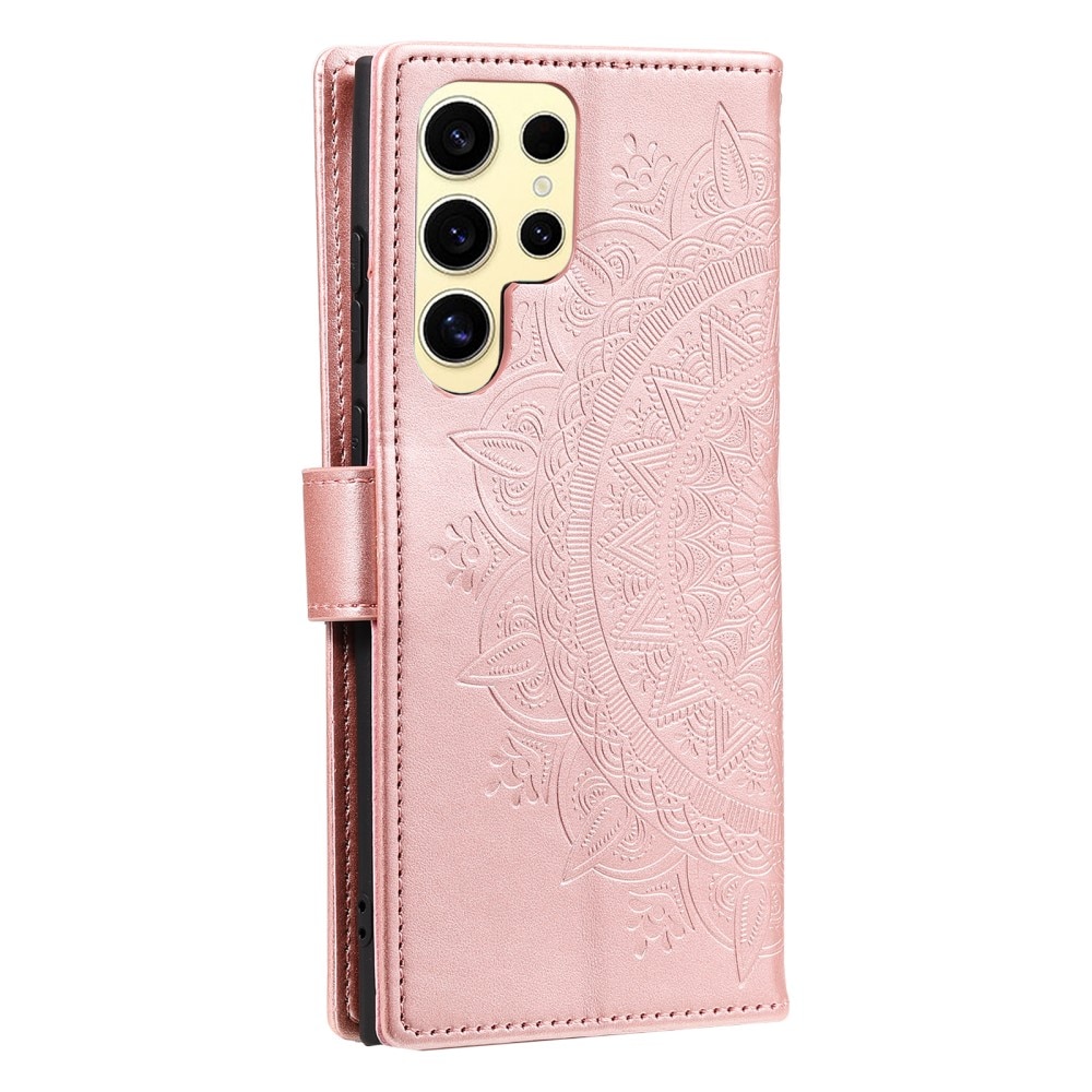 Funda de Cuero Mandala Samsung Galaxy S25 Ultra oro rosa