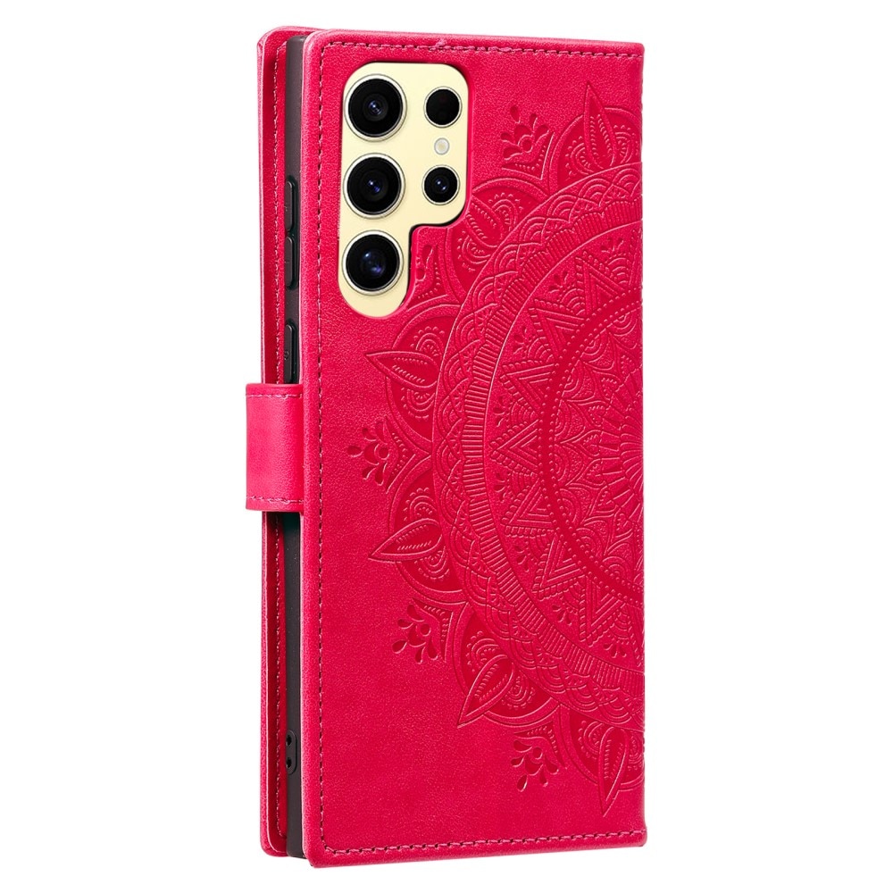 Funda de Cuero Mandala Samsung Galaxy S25 Ultra rosado