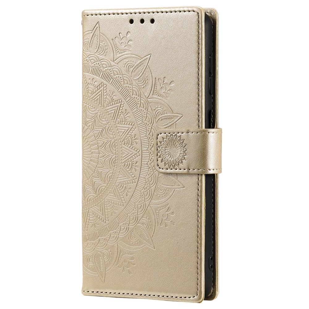 Funda de Cuero Mandala Samsung Galaxy S25 Ultra oro