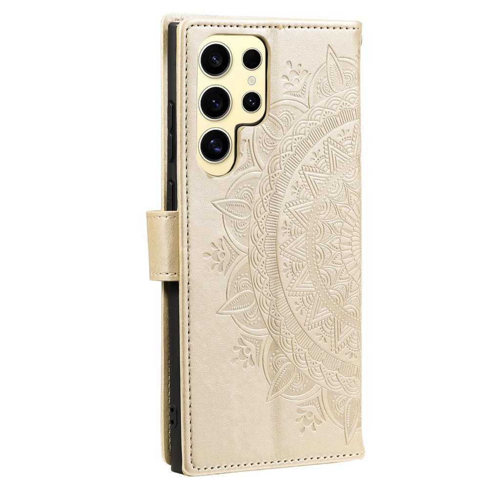 Funda de Cuero Mandala Samsung Galaxy S25 Ultra oro