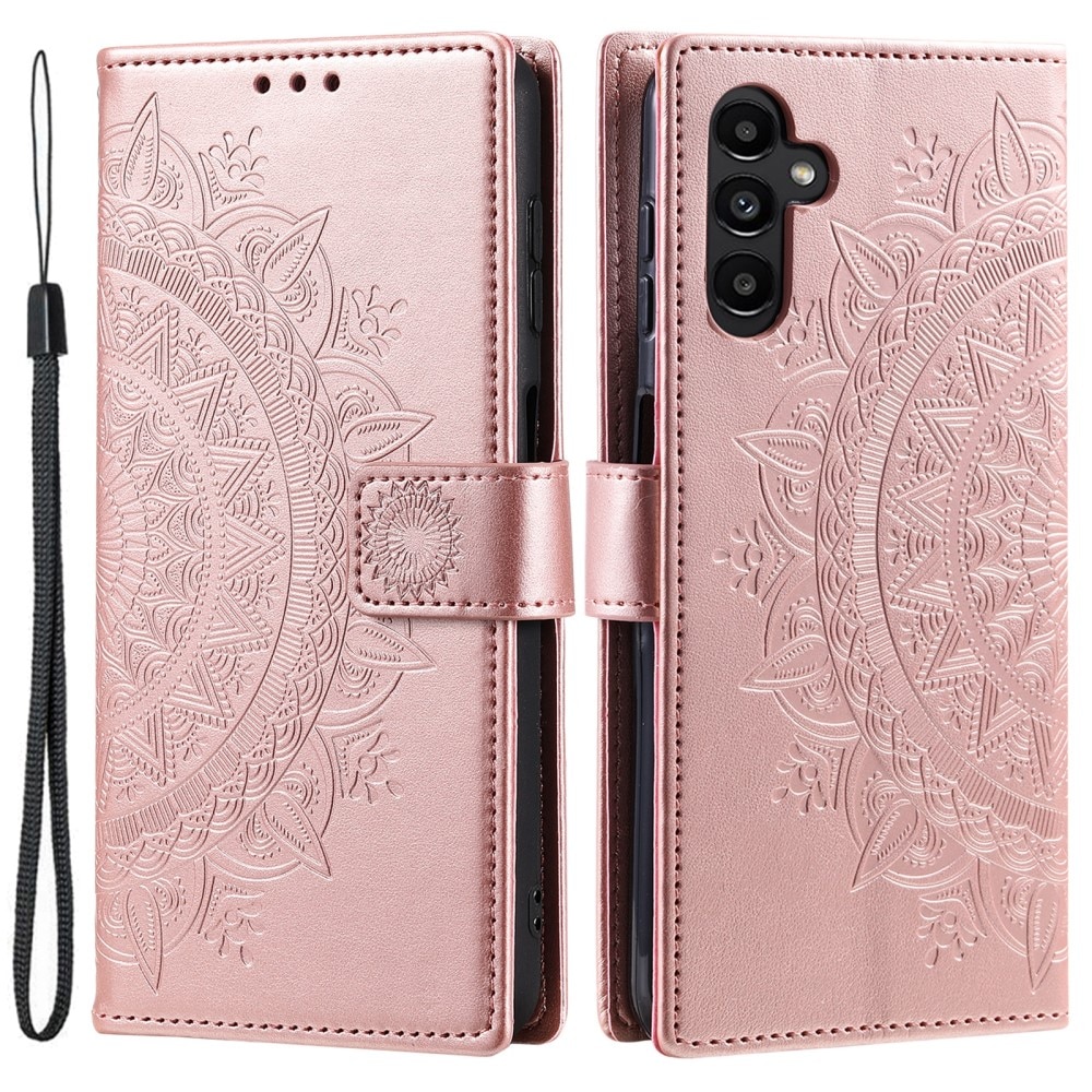 Funda de Cuero Mandala Samsung Galaxy S25 Plus oro rosa