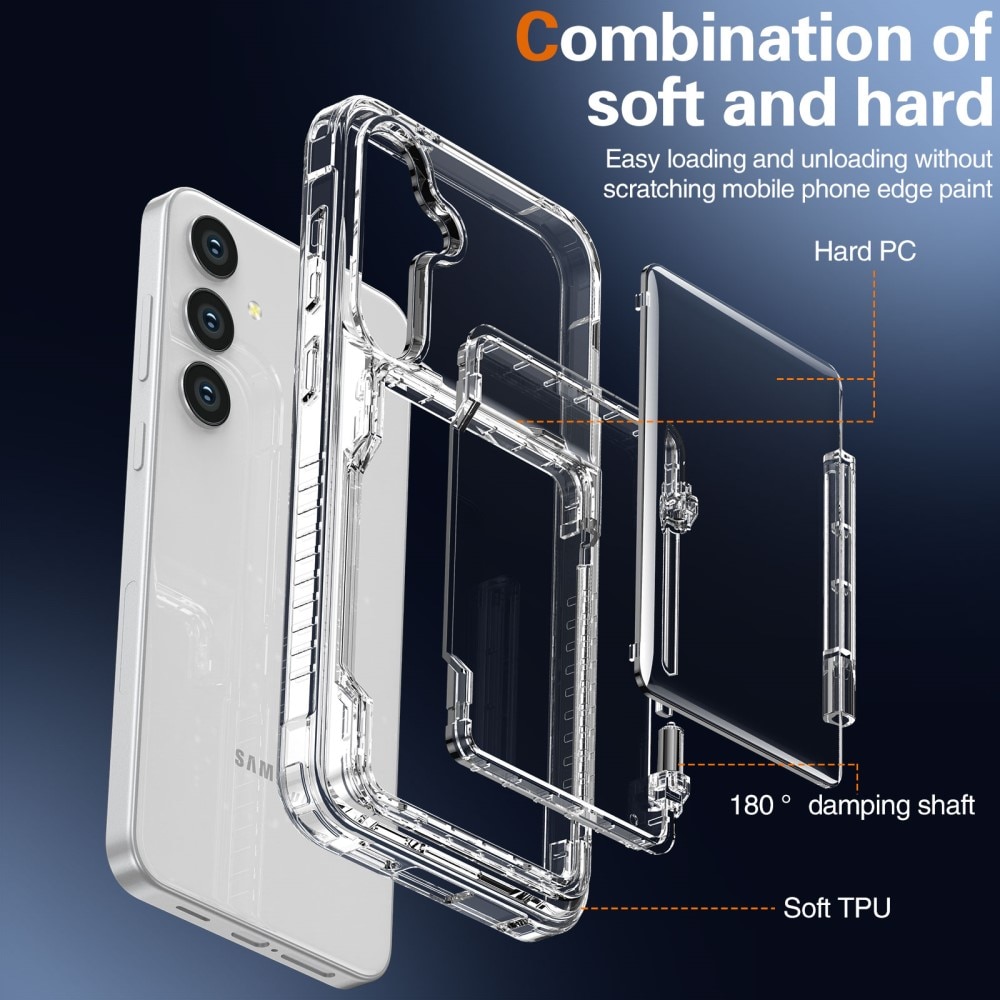 Funda híbrida Kickstand con ranuras para tarjetas Samsung Galaxy S25 transparente