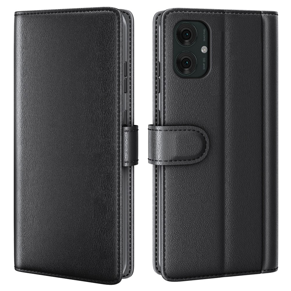 Funda de cuero genuino Motorola Moto G55, negro