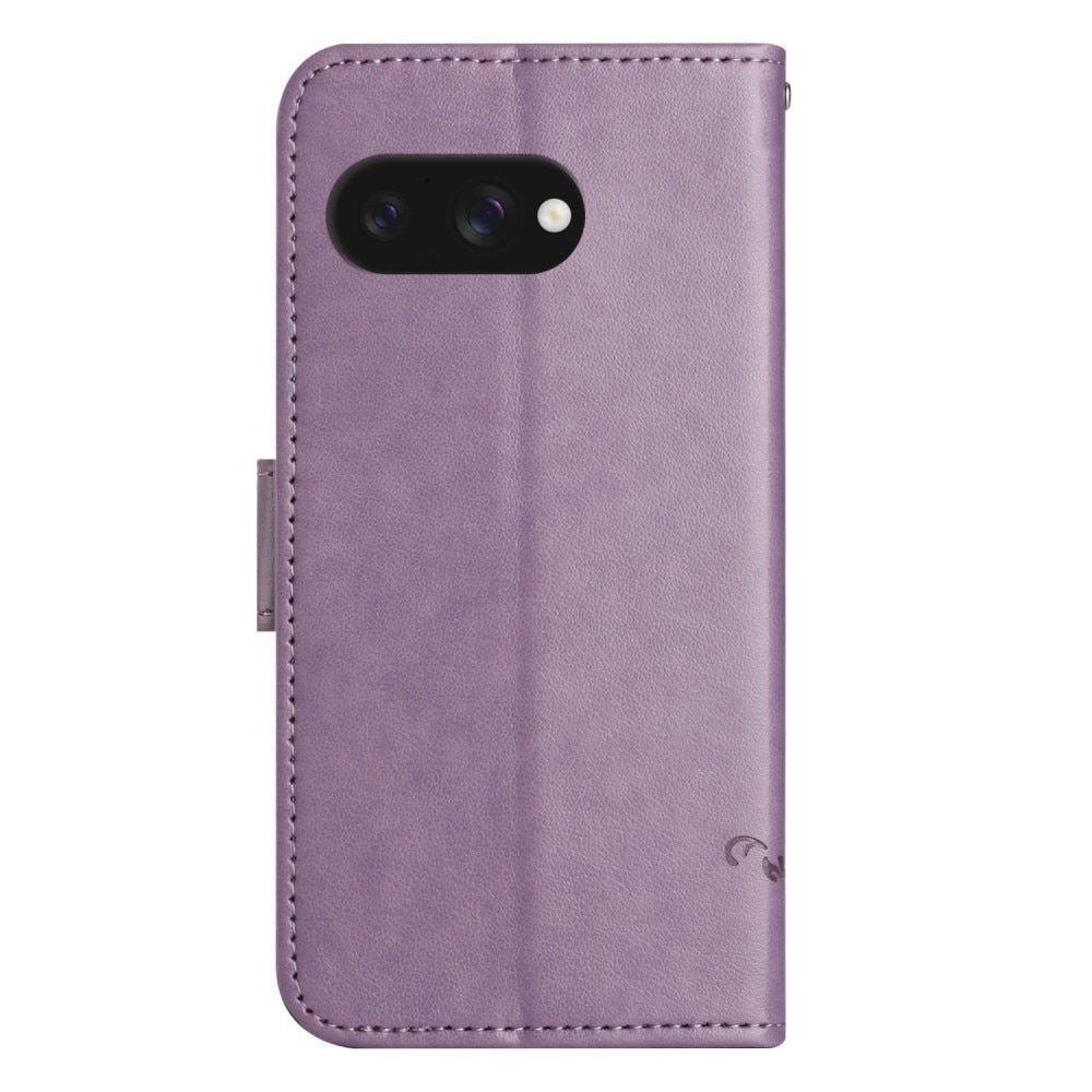 Funda de Cuero con Mariposas Google Pixel 9a, Púrpura