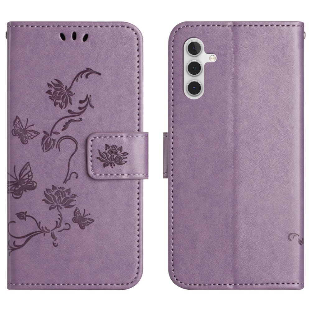 Funda de Cuero con Mariposas Samsung Galaxy A36, violeta