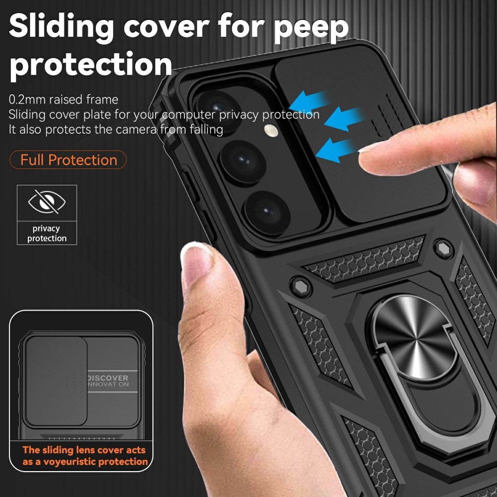 Funda híbrida Ring y Protector Cámara Samsung Galaxy S25 Plus Negro