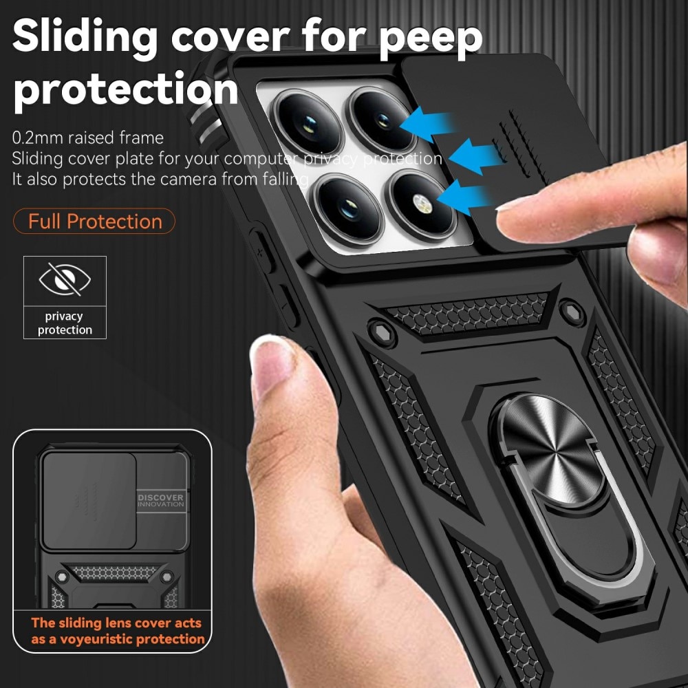 Funda híbrida Ring y Protector Cámara Xiaomi 14T Pro Negro