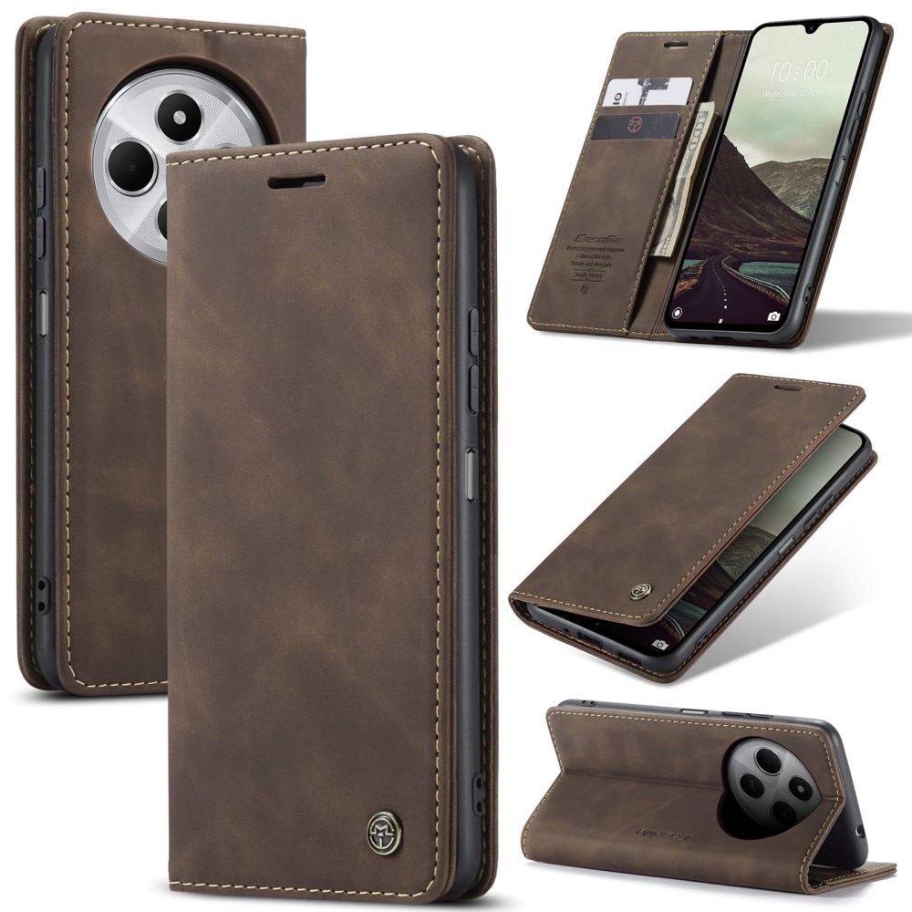 Funda delgada con solapa Xiaomi Redmi 14C Marrón