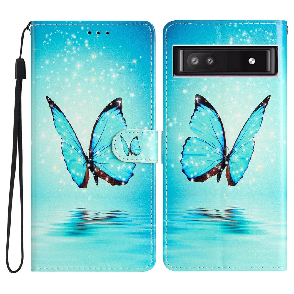 Funda cartera Google Pixel 9a mariposas azules