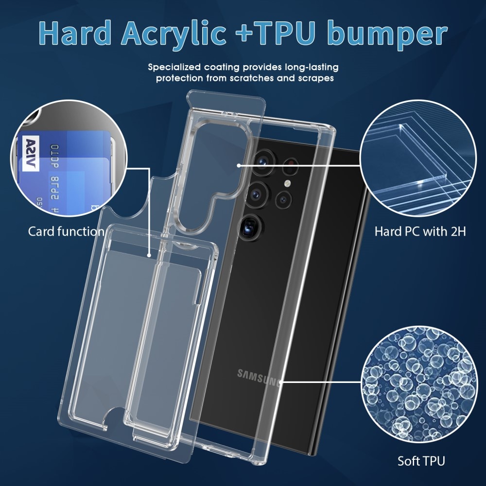 Funda híbrida con ranuras para tarjetas Samsung Galaxy S25 Ultra Transparente